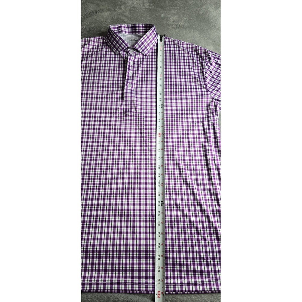 Men's Purple Check Performance Polo - Picture 7 of 16